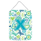 Caroline'S Treasures Cj2006-Xds1216 Letter X Flowers And Butterflies Teal Blue Wall Or Door Hanging Prints, 16 X 12, Multi