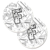 Caroline'S Treasures Letter F Musical Note Letters Set Of 2 Cup Holder Car Coasters Cj2007-Fcarc, 2.56, Multicolor