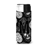 Letter M Day Of The Dead Skulls Black Ultra Beverage Insulators For Slim Cans Cj2008-Mmuk