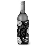 Letter Q Day Of The Dead Skulls Black Wine Bottle Beverage Insulator Hugger Cj2008-Qliterk