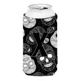Letter X Day Of The Dead Skulls Black Tall Boy Beverage Insulator Hugger Cj2008-Xtbc
