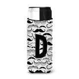 Letter D Moustache Initial Ultra Beverage Insulators For Slim Cans Cj2009-Dmuk
