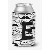 Letter E Moustache Initial Can Or Bottle Hugger Cj2009-Ecc
