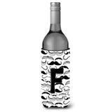 Letter F Moustache Initial Wine Bottle Beverage Insulator Hugger Cj2009-Fliterk