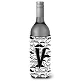 Letter V Moustache Initial Wine Bottle Beverage Insulator Hugger Cj2009-Vliterk