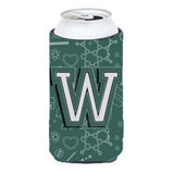 Letter W Back To School Initial Tall Boy Beverage Insulator Hugger Cj2010-Wtbc