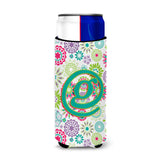 Letter G Flowers Pink Teal Green Initial Ultra Beverage Insulators For Slim Cans Cj2011-Gmuk