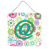 Caroline'S Treasures Letter Q Flowers Pink Teal Green Initial With Wall Or Door Hanging Prints, 6 X 6