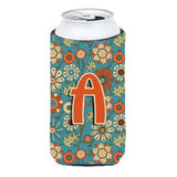 Letter A Flowers Retro Blue Tall Boy Beverage Insulator Hugger Cj2012-Atbc