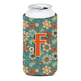 Letter F Flowers Retro Blue Tall Boy Beverage Insulator Hugger Cj2012-Ftbc