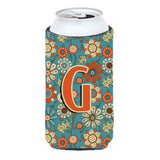 Letter G Flowers Retro Blue Tall Boy Beverage Insulator Hugger Cj2012-Gtbc