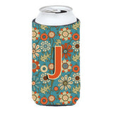 Letter J Flowers Retro Blue Tall Boy Beverage Insulator Hugger Cj2012-Jtbc
