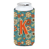 Letter K Flowers Retro Blue Tall Boy Beverage Insulator Hugger Cj2012-Ktbc