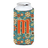 Letter M Flowers Retro Blue Tall Boy Beverage Insulator Hugger Cj2012-Mtbc