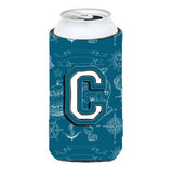 Letter C Sea Doodles Initial Alphabet Tall Boy Beverage Insulator Hugger Cj2014-Ctbc