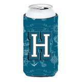 Letter H Sea Doodles Initial Alphabet Tall Boy Beverage Insulator Hugger Cj2014-Htbc