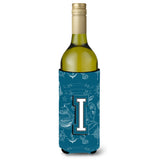 Letter I Sea Doodles Initial Alphabet Wine Bottle Beverage Insulator Hugger Cj2014-Iliterk