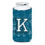 Letter K Sea Doodles Initial Alphabet Tall Boy Beverage Insulator Hugger Cj2014-Ktbc