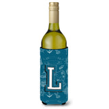 Letter L Sea Doodles Initial Alphabet Wine Bottle Beverage Insulator Hugger Cj2014-Lliterk