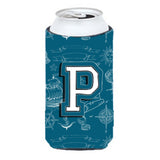 Letter P Sea Doodles Initial Alphabet Tall Boy Beverage Insulator Hugger Cj2014-Ptbc