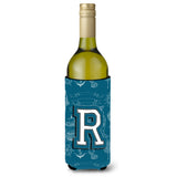Letter R Sea Doodles Initial Alphabet Wine Bottle Beverage Insulator Hugger Cj2014-Rliterk