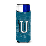 Letter U Sea Doodles Initial Alphabet Ultra Beverage Insulators For Slim Cans Cj2014-Umuk