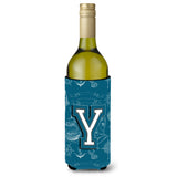Letter Y Sea Doodles Initial Alphabet Wine Bottle Beverage Insulator Hugger Cj2014-Yliterk