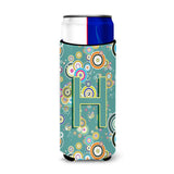 Letter H Circle Circle Teal Initial Alphabet Ultra Beverage Insulators For Slim Cans Cj2015-Hmuk