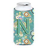 Letter N Circle Circle Teal Initial Alphabet Tall Boy Beverage Insulator Hugger Cj2015-Ntbc