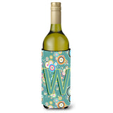 Letter W Circle Circle Teal Initial Alphabet Wine Bottle Beverage Insulator Hugger Cj2015-Wliterk