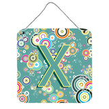 Caroline'S Treasures Letter X Circle Teal Initial With Alphabet Wall Or Door Hanging Prints, 6 X 6