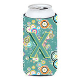 Letter X Circle Circle Teal Initial Alphabet Tall Boy Beverage Insulator Hugger Cj2015-Xtbc