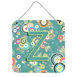 Caroline'S Treasures Letter Z Circle Teal Initial With Alphabet Wall Or Door Hanging Prints, 6 X 6