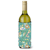 Letter Z Circle Circle Teal Initial Alphabet Wine Bottle Beverage Insulator Hugger Cj2015-Zliterk