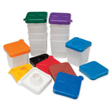 No-Spill Square Paint Cups with Colored Lids, 3 Dia., 10 Cups