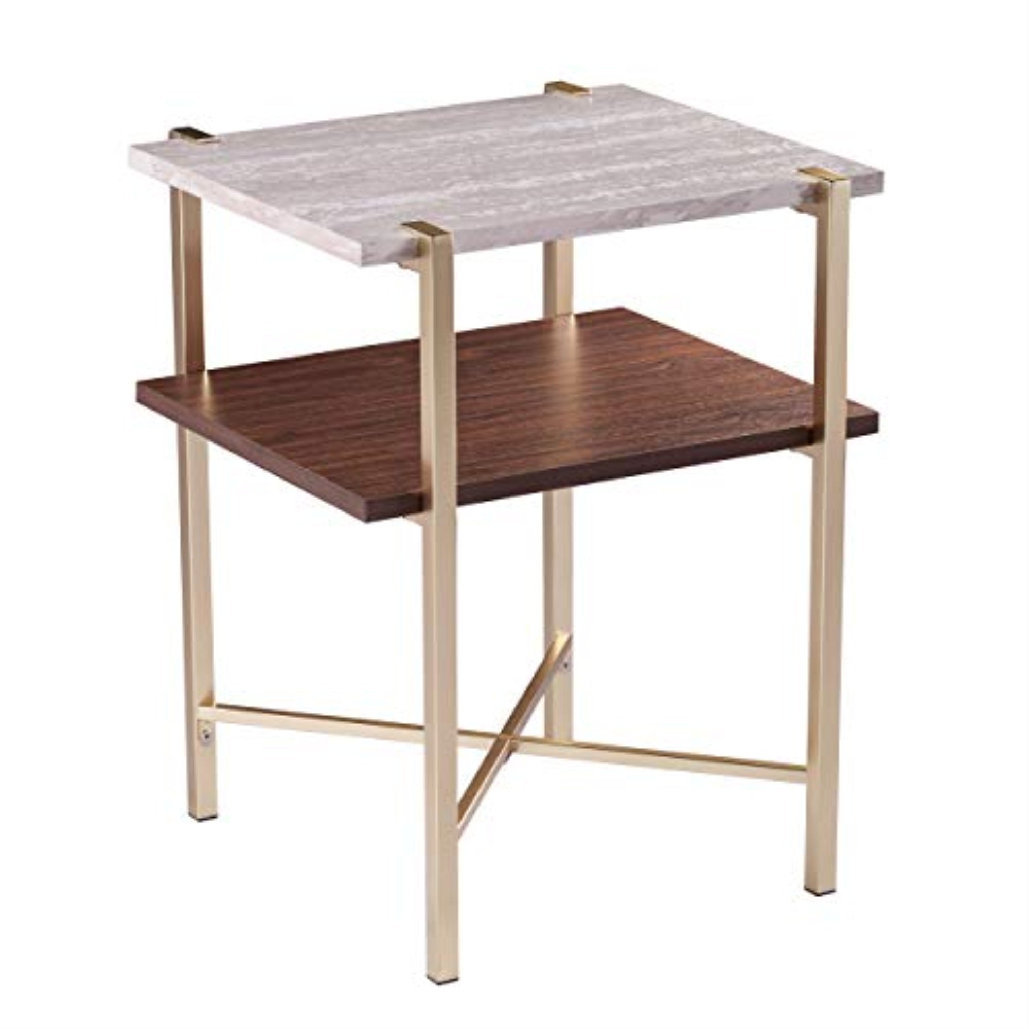 Ardmillan Square Faux Marble End Table W/ Storage