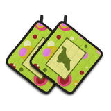 Caroline'S Treasures Lime Green Dots English Springer Spaniel Pair Of Pot Holders Ck1029Pthd, 7.5Hx7.5W, Multicolor