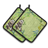 Caroline'S Treasures Ck1696Pthd Panda Bear And Bamboo Pair Of Pot Holders Potholders, Multicolor