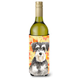 Caroline'S Treasures Ck1833Literk Fall Leaves Schnauzer #2 Wine Bottle Hugger Cold-Beverage-Koozies, 750 Ml, Multicolor