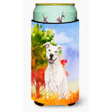 Caroline'S Treasures Ck1961Tbc Fall White Staffie Bull Terrier Tall Boy Hugger Cold-Beverage-Koozies, Multicolor