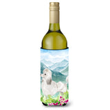 Caroline'S Treasures Ck1964Literk Mountian Flowers White Poodle Wine Bottle Hugger Cold-Beverage-Koozies, 750 Ml, Multicolor