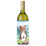 Caroline'S Treasures Flowers Red Staffordshire Bull Terrier Wine Bottle Hugger Cold-Beverage-Koozies, 750 Ml, Multicolor