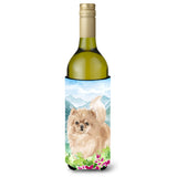 Caroline'S Treasures Ck1970Literk Mountian Flowers Pomeranian Wine Bottle Hugger Cold-Beverage-Koozies, 750 Ml, Multicolor
