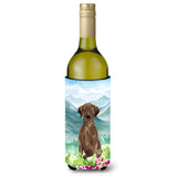 Caroline'S Treasures Ck1986Literk Mountian Flowers Chocolate Lab Wine Bottle Hugger Cold-Beverage-Koozies, 750 Ml, Multicolor,