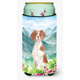 Caroline'S Treasures Ck1989Tbc Mountian Flowers Brittany Spaniel Tall Boy Hugger Cold-Beverage-Koozies, Multicolor