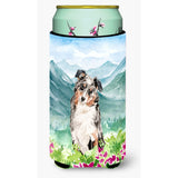 Caroline'S Treasures Ck1995Tbc Mountian Flowers Australian Shepherd Tall Boy Hugger Cold-Beverage-Koozies, Multicolor