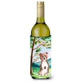 Caroline'S Treasures Ck2003Literk Under The Tree Red Staffie Wine Bottle Hugger Cold-Beverage-Koozies, 750 Ml, Multicolor