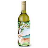 Caroline'S Treasures Ck2016Literk Under The Tree Corgi Wine Bottle Hugger Cold-Beverage-Koozies, 750 Ml, Multicolor