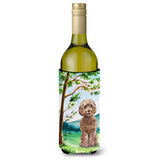 Caroline'S Treasures Ck2023Literk Under The Tree Labradoodle Wine Bottle Hugger Cold-Beverage-Koozies, 750 Ml, Multicolor