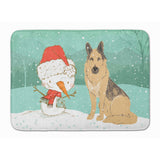 Caroline'S Treasures German Shepherd And Snowman Christmas Machine Washable Memory Foam Mat, Multicolor